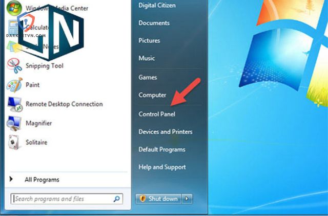 mở Settings trong Win 7